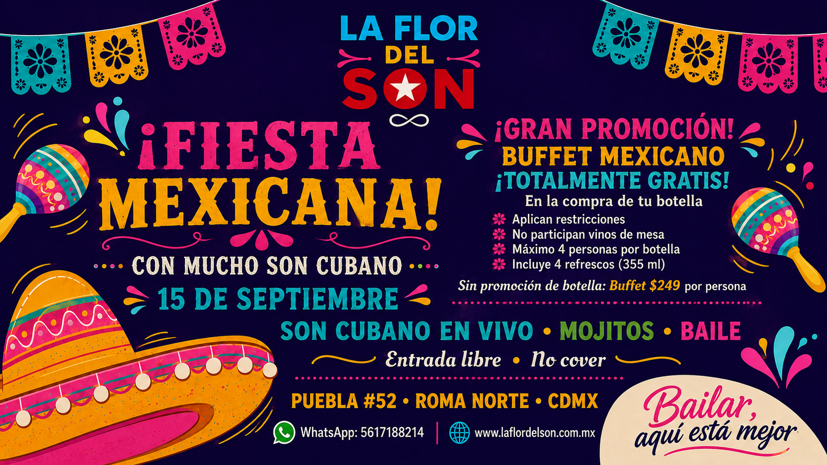 Cartel de la Fiesta Mexicana de La Flor del Son del 15 de septiembre de 2026