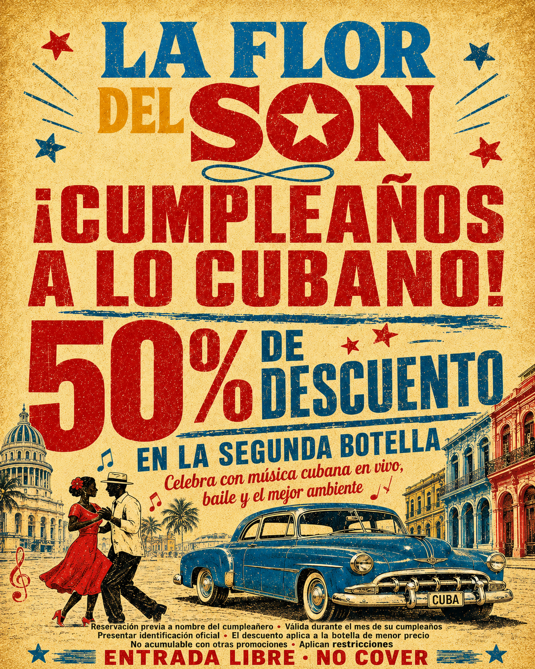 Promoción para cumpleañeros: 50 por ciento de descuento en la segunda botella